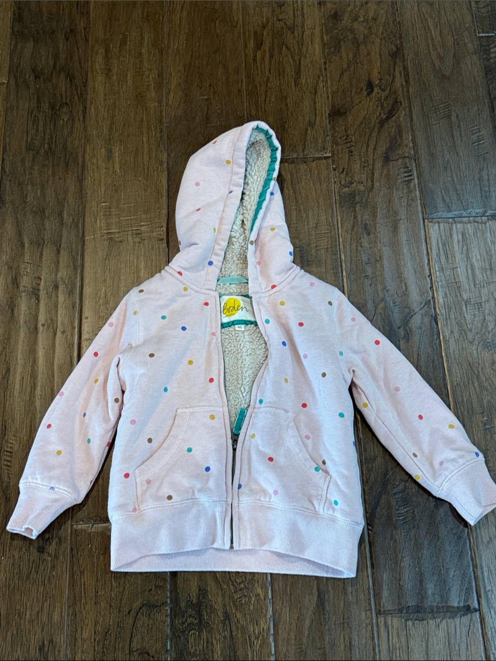 Boden Pink Polka Dot Sherpa Hoodie